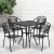 Flash Furniture CO-28SQ-03CHR4-BK-GG 28" Square Black Indoor/Outdoor Steel Patio Table Set with 4 Round Back Chairs addl-1