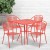 Flash Furniture CO-28SQ-03CHR4-RED-GG 28" Square Coral Indoor/Outdoor Steel Patio Table Set with 4 Round Back Chairs addl-1