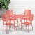 Flash Furniture CO-28SQF-02CHR4-RED-GG 28" Square Coral Indoor/Outdoor Steel Folding Patio Table Set with 4 Square Back Chairs addl-1