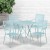 Flash Furniture CO-28SQF-02CHR4-SKY-GG 28" Square Sky Blue Indoor/Outdoor Steel Folding Patio Table Set with 4 Square Back Chairs addl-1