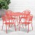 Flash Furniture CO-28SQF-03CHR4-RED-GG 28" Square Coral Indoor/Outdoor Steel Folding Patio Table Set with 4 Round Back Chairs addl-1