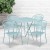 Flash Furniture CO-28SQF-03CHR4-SKY-GG 28" Square Sky Blue Indoor/Outdoor Steel Folding Patio Table Set with 4 Round Back Chairs addl-1
