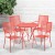 Flash Furniture CO-30RDF-02CHR4-RED-GG 30" Round Coral Indoor/Outdoor Steel Folding Patio Table Set with 4 Square Back Chairs addl-1