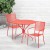 Flash Furniture CO-35RD-02CHR2-RED-GG 35.25" Round Coral Indoor/Outdoor Steel Patio Table Set with 2 Square Back Chairs addl-1
