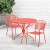 Flash Furniture CO-35RD-03CHR2-RED-GG 35.25" Round Coral Indoor/Outdoor Steel Patio Table Set with 2 Round Back Chairs addl-1