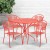 Flash Furniture CO-35RD-03CHR4-RED-GG 35.25" Round Coral Indoor/Outdoor Steel Patio Table Set with 4 Round Back Chairs addl-1