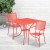 Flash Furniture CO-35SQ-02CHR2-RED-GG 35.5" Square Coral Indoor/Outdoor Steel Patio Table Set with 2 Square Back Chairs addl-1