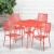 Flash Furniture CO-35SQ-02CHR4-RED-GG 35.5" Square Coral Indoor/Outdoor Steel Patio Table Set with 4 Square Back Chairs addl-1