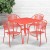 Flash Furniture CO-35SQ-03CHR4-RED-GG 35.5" Square Coral Indoor/Outdoor Steel Patio Table Set with 4 Round Back Chairs addl-1