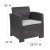 Flash Furniture DAD-SF2-1-DKGY-GG Seneca Dark Gray Faux Rattan Chair with All-Weather Seneca Light Gray Cushion addl-4
