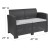 Flash Furniture DAD-SF2-2-DKGY-GG Seneca Dark Gray Faux Rattan Loveseat with All-Weather Seneca Light Gray Cushions addl-4