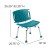 Flash Furniture DC-HY3501L-TL-GG Hercules 300 Lb. Capacity Teal Bath & Shower Chair with Extra Large Back addl-6