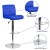 Flash Furniture DS-8101B-BL-GG Contemporary Blue Vinyl Adjustable Height Barstool with Rolled Seat and Chrome Base addl-4