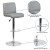 Flash Furniture DS-8101B-GY-GG Contemporary Gray Vinyl Adjustable Height Barstool with Rolled Seat and Chrome Base addl-4