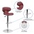Flash Furniture DS-815-BURG-GG Contemporary Cozy Mid-Back Burgundy Vinyl Adjustable Height Barstool with Chrome Base addl-4