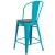 Flash Furniture ET-3534-24-CB-WD-GG 24" Crystal Teal-Blue Metal Counter Height Stool with Back and Wood Seat addl-3