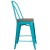 Flash Furniture ET-3534-24-CB-WD-GG 24" Crystal Teal-Blue Metal Counter Height Stool with Back and Wood Seat addl-4
