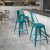 Flash Furniture ET-3534-24-KB-GG 24" Distressed Kelly Blue-Teal Metal Indoor/Outdoor Counter Height Stool with Back addl-1