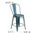 Flash Furniture ET-3534-24-KB-PL1B-GG 24" Kelly Blue-Teal Metal Indoor/Outdoor Counter Height Stool with Back with Black Poly Resin Wood Seat addl-4