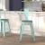 Flash Furniture ET-3534-24-MINT-WD-GG 24" Mint Green Metal Counter Height Stool with Back and Wood Seat addl-1