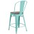 Flash Furniture ET-3534-24-MINT-WD-GG 24" Mint Green Metal Counter Height Stool with Back and Wood Seat addl-3