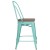 Flash Furniture ET-3534-24-MINT-WD-GG 24" Mint Green Metal Counter Height Stool with Back and Wood Seat addl-4
