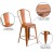 Flash Furniture ET-3534-24-OR-GG 24" Distressed Orange Metal Indoor/Outdoor Counter Height Stool with Back addl-4