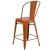 Flash Furniture ET-3534-24-OR-GG 24" Distressed Orange Metal Indoor/Outdoor Counter Height Stool with Back addl-6