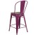 Flash Furniture ET-3534-24-PUR-WD-GG 24" Purple Metal Counter Height Stool with Back and Wood Seat addl-3
