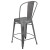 Flash Furniture ET-3534-24-SIL-GG 24" Distressed Silver Gray Metal Indoor/Outdoor Counter Height Stool with Back addl-6