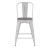 Flash Furniture ET-3534-24-WH-PL1G-GG 24" White Metal Indoor/Outdoor Counter Height Stool with Back with Gray Poly Resin Wood Seat addl-10