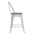 Flash Furniture ET-3534-24-WH-PL1G-GG 24" White Metal Indoor/Outdoor Counter Height Stool with Back with Gray Poly Resin Wood Seat addl-9