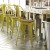 Flash Furniture ET-3534-24-YL-PL1T-GG 24" Yellow Metal Indoor/Outdoor Counter Height Stool with Back with Teak Poly Resin Wood Seat addl-1