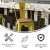 Flash Furniture ET-3534-24-YL-PL1T-GG 24" Yellow Metal Indoor/Outdoor Counter Height Stool with Back with Teak Poly Resin Wood Seat addl-3