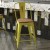 Flash Furniture ET-3534-24-YL-PL1T-GG 24" Yellow Metal Indoor/Outdoor Counter Height Stool with Back with Teak Poly Resin Wood Seat addl-7