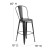 Flash Furniture ET-3534-30-BK-PL1B-GG 30" Black Metal Indoor/Outdoor Barstool with Back with Black Poly Resin Wood Seat addl-4