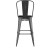 Flash Furniture ET-3534-30-BK-PL1B-GG 30" Black Metal Indoor/Outdoor Barstool with Back with Black Poly Resin Wood Seat addl-8