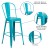 Flash Furniture ET-3534-30-CB-GG 30" Crystal Teal-Blue Metal Indoor/Outdoor Barstool with Back addl-4