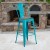 Flash Furniture ET-3534-30-CB-WD-GG 30" Crystal Teal-Blue Metal Barstool with Back and Wood Seat addl-1