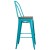Flash Furniture ET-3534-30-CB-WD-GG 30" Crystal Teal-Blue Metal Barstool with Back and Wood Seat addl-4
