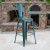 Flash Furniture ET-3534-30-KB-GG 30" Distressed Kelly Blue-Teal Metal Indoor/Outdoor Barstool with Back addl-1
