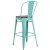 Flash Furniture ET-3534-30-MINT-WD-GG 30" Mint Green Metal Barstool with Back and Wood Seat addl-3
