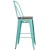 Flash Furniture ET-3534-30-MINT-WD-GG 30" Mint Green Metal Barstool with Back and Wood Seat addl-4
