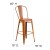 Flash Furniture ET-3534-30-OR-GG 30" Distressed Orange Metal Indoor/Outdoor Barstool with Back addl-5