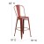 Flash Furniture ET-3534-30-RD-GG 30" Distressed Kelly Red Metal Indoor/Outdoor Barstool with Back addl-5