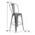 Flash Furniture ET-3534-30-SIL-PL1G-GG 30" Silver Gray Metal Indoor/Outdoor Barstool with Back with Gray Poly Resin Wood Seat addl-4