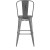 Flash Furniture ET-3534-30-SIL-PL1G-GG 30" Silver Gray Metal Indoor/Outdoor Barstool with Back with Gray Poly Resin Wood Seat addl-8