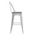 Flash Furniture ET-3534-30-WH-PL1G-GG 30" White Metal Indoor/Outdoor Barstool with Back with Gray Poly Resin Wood Seat addl-9