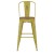 Flash Furniture ET-3534-30-YL-PL1T-GG 30" Yellow Metal Indoor/Outdoor Barstool with Back with Teak Poly Resin Wood Seat addl-10
