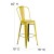 Flash Furniture ET-3534-30-YL-PL1T-GG 30" Yellow Metal Indoor/Outdoor Barstool with Back with Teak Poly Resin Wood Seat addl-4